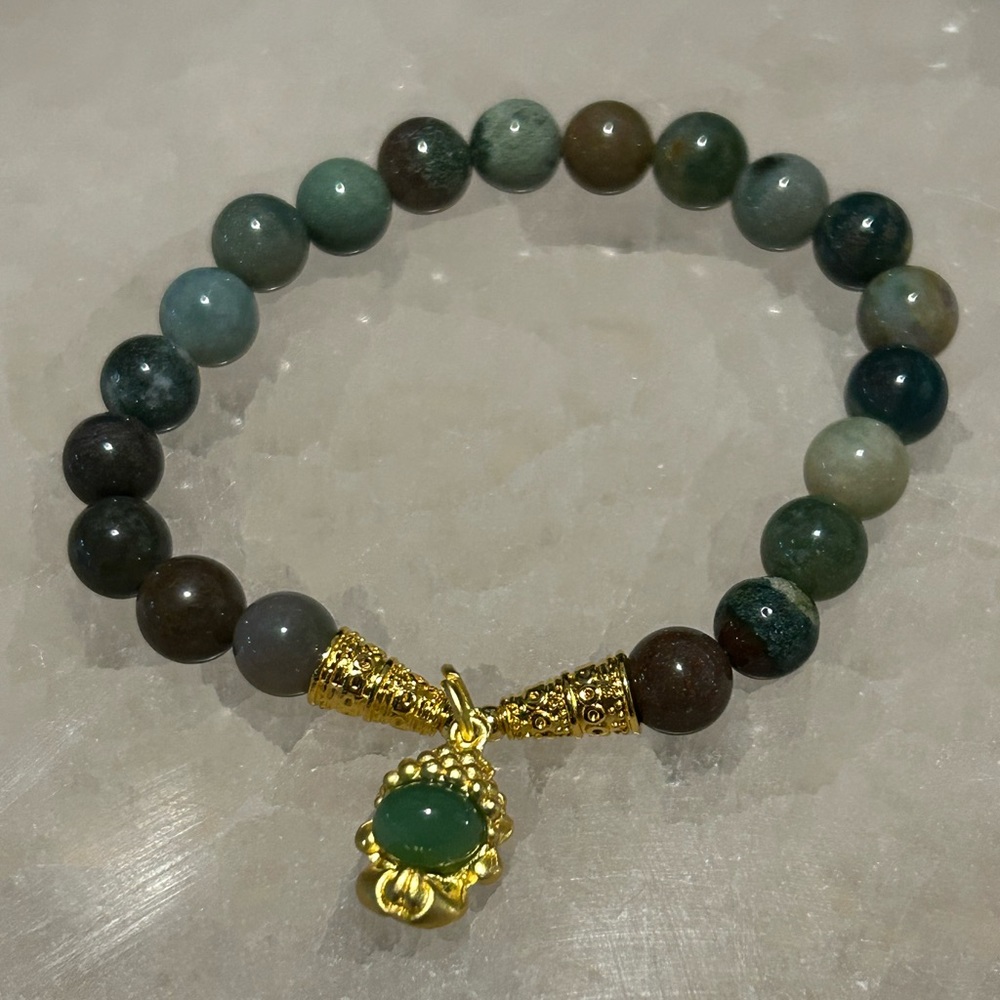 Handcrafted Indian agate and buddha charm